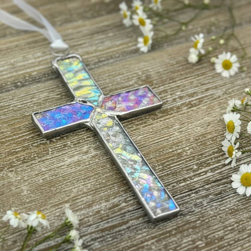 Baby In Heaven: Infant Memorial Stained Glass Cross 3405SG