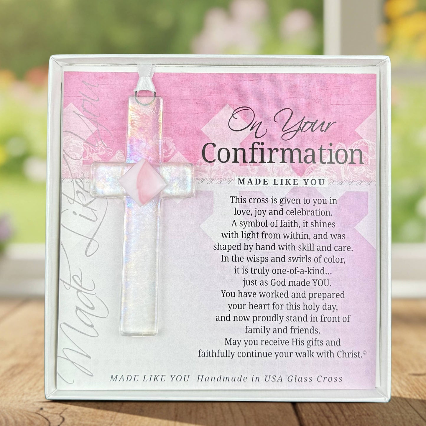 Confirmation Gift Cross For Girl: USA Handmade Glass 4406PL