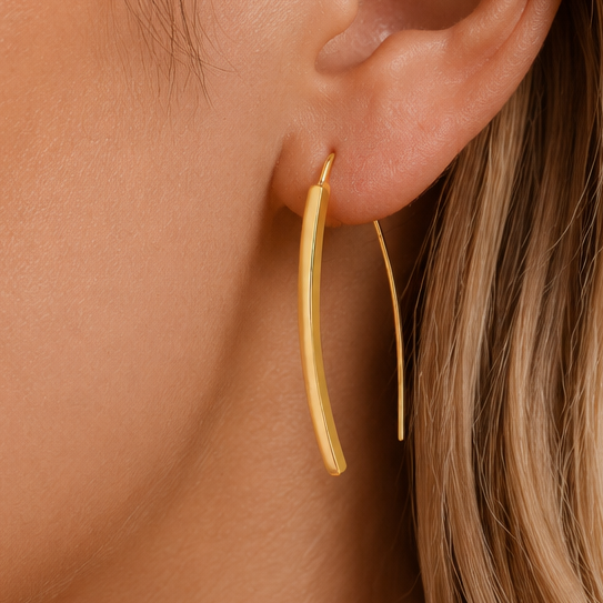 18K Gold PVD Plated Stainless Steel Threader Earrings - 7196
