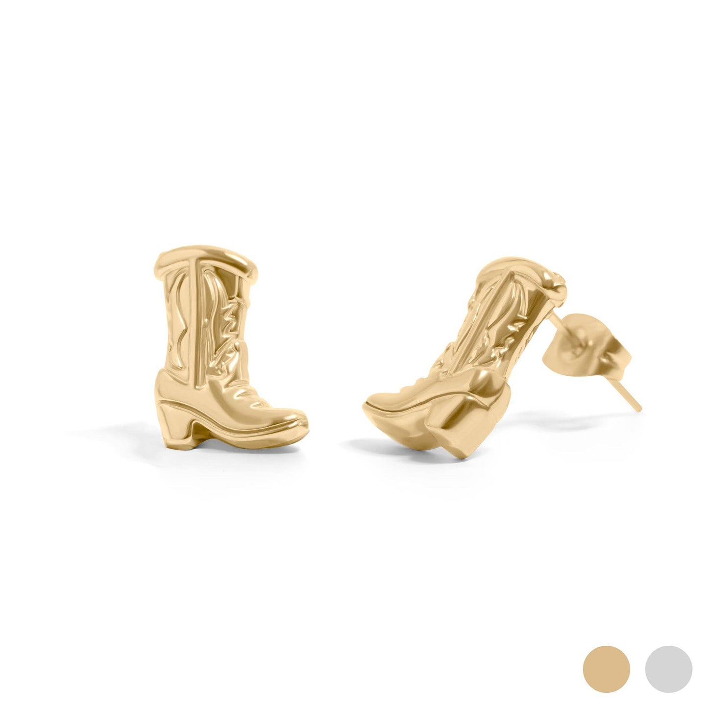 18K Gold PVD Stainless Steel Cowboy Boot Stud Earring