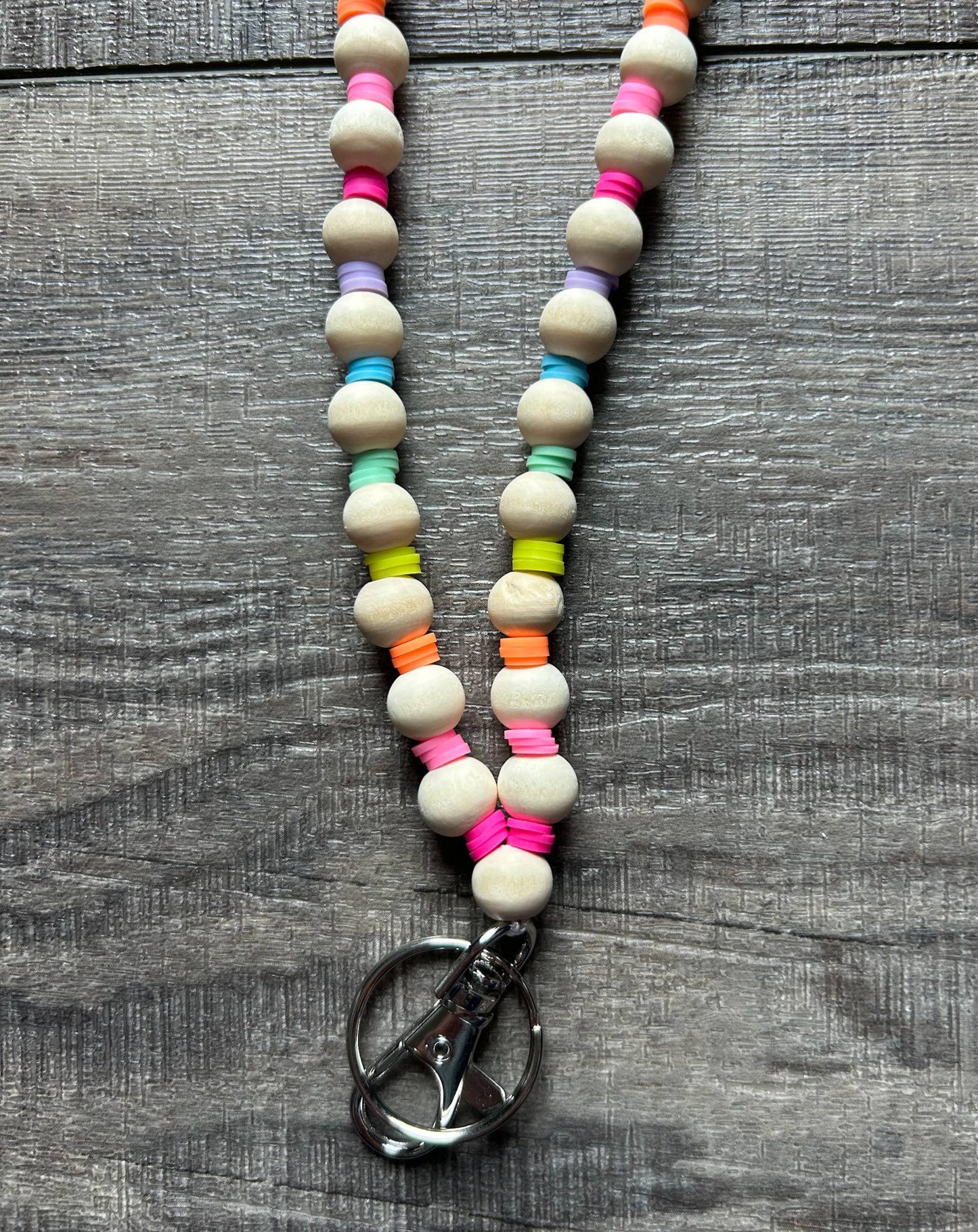 Neon Rainbow Lanyard with Breakaway Clasp