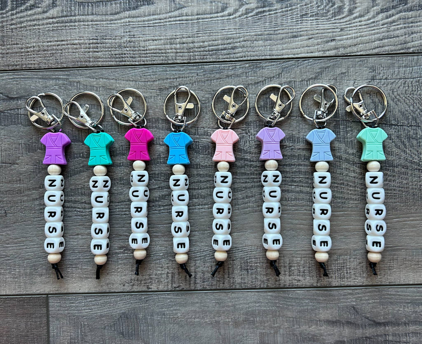 Nurse Scrubs Silicone Bead Keychain