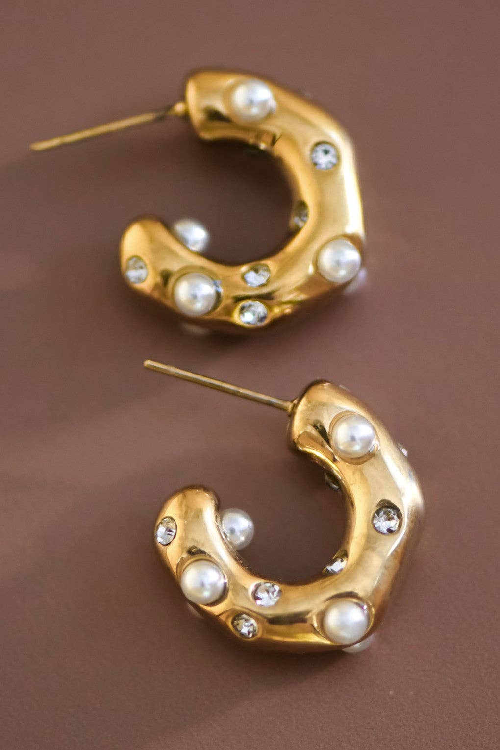 18K Gold Plated Waterproof Stainless Steel Hoop Earrings - 7018