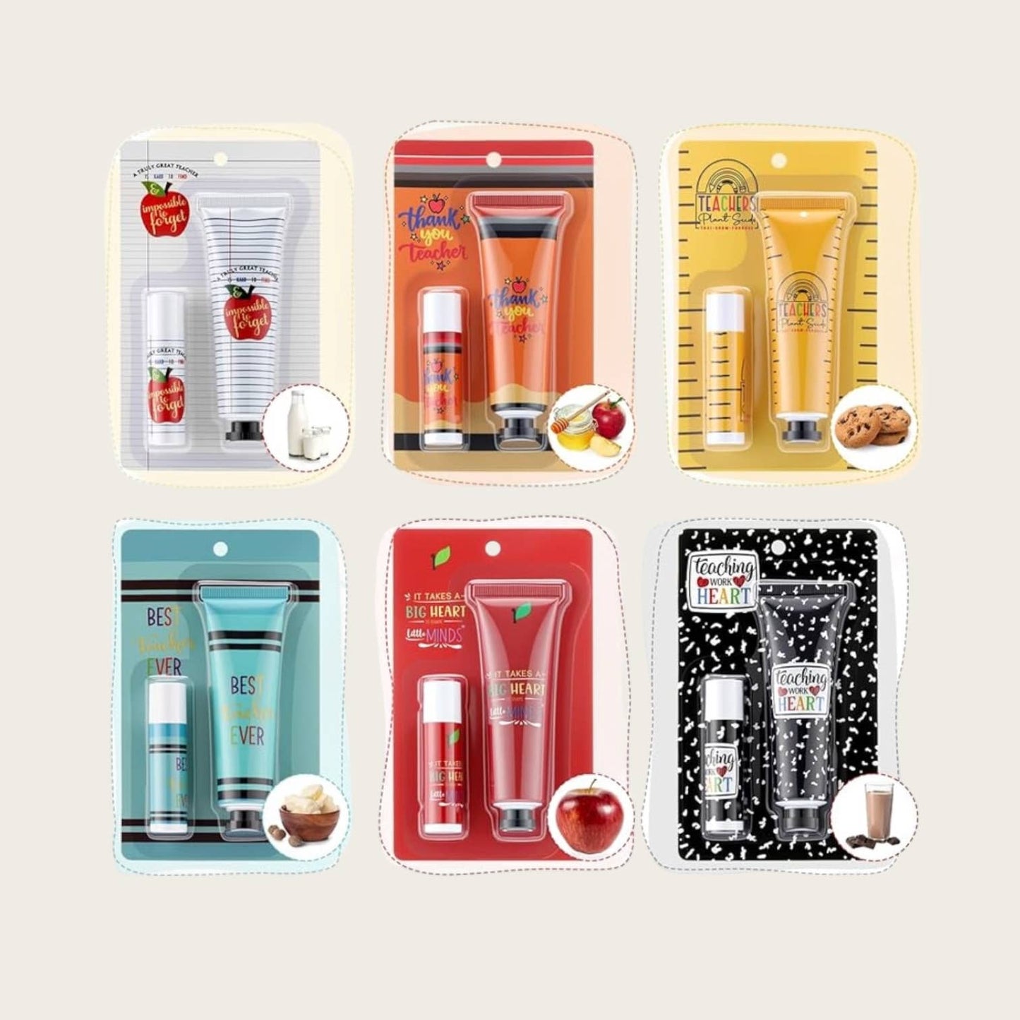 Teacher theme hand cream and lip balm set