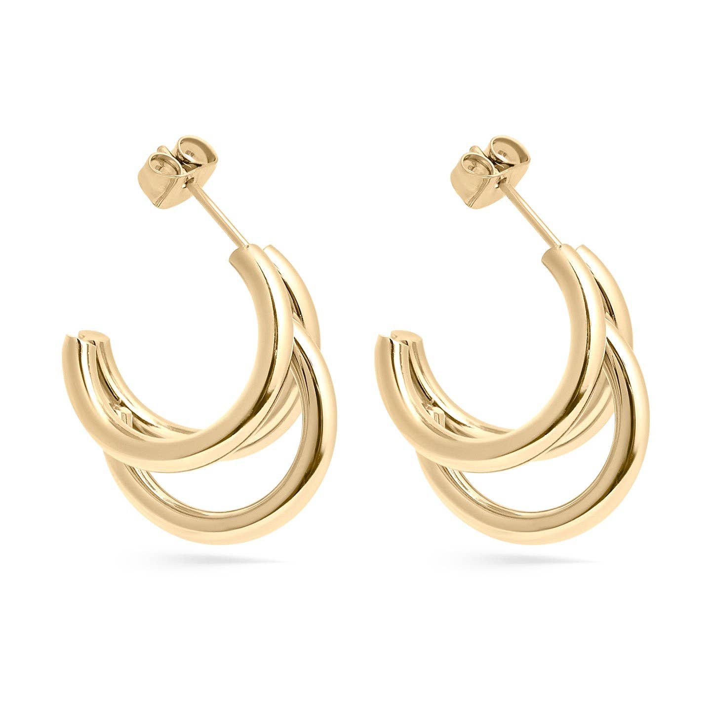 18K Gold PVD Stainless Steel Statement Huggie Hoop Earrings / ERJ0038