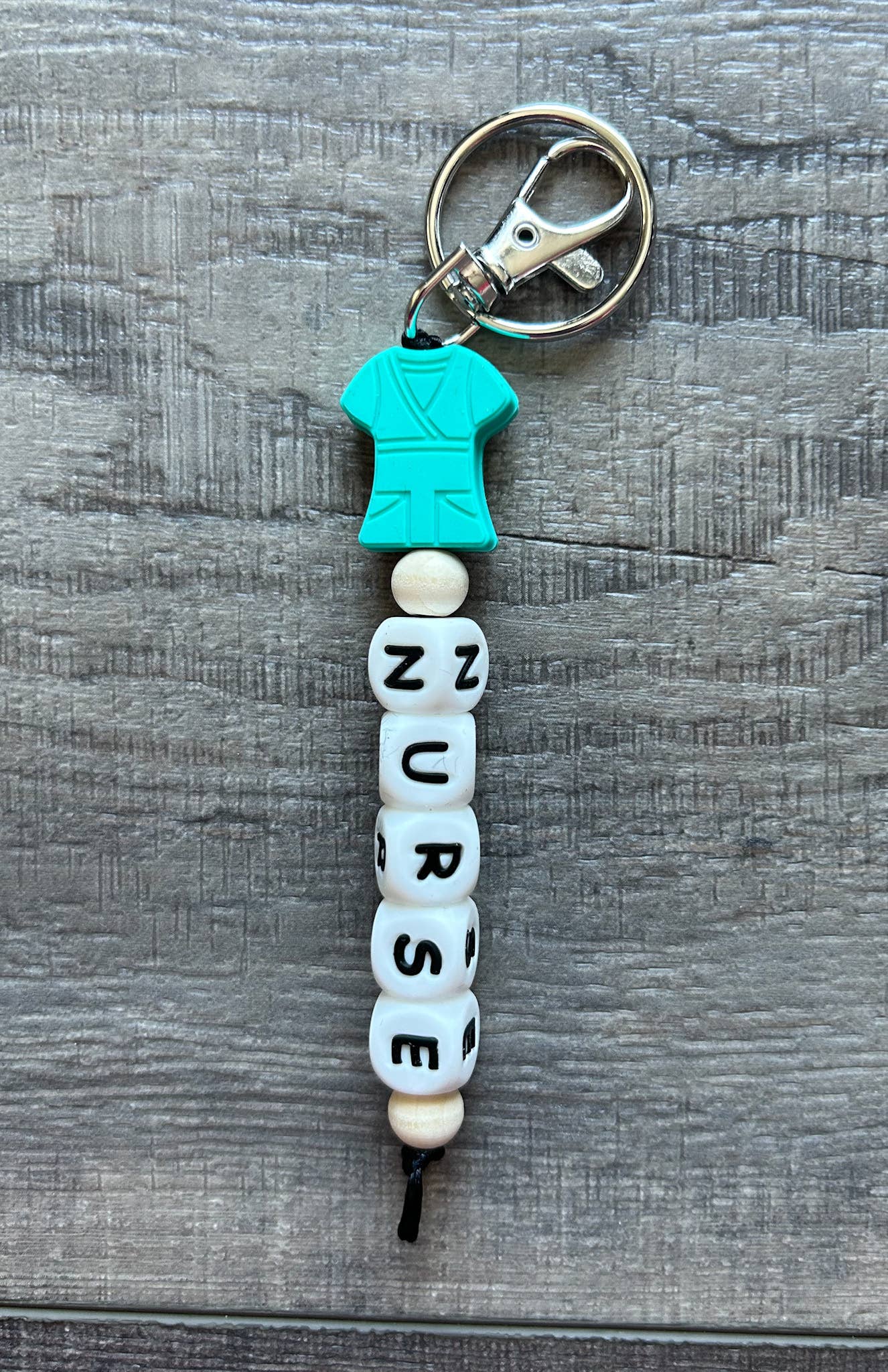 Nurse Scrubs Silicone Bead Keychain