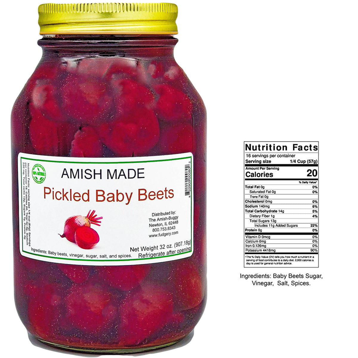 Amish Made Fruits and Vegetables Qt. Jar