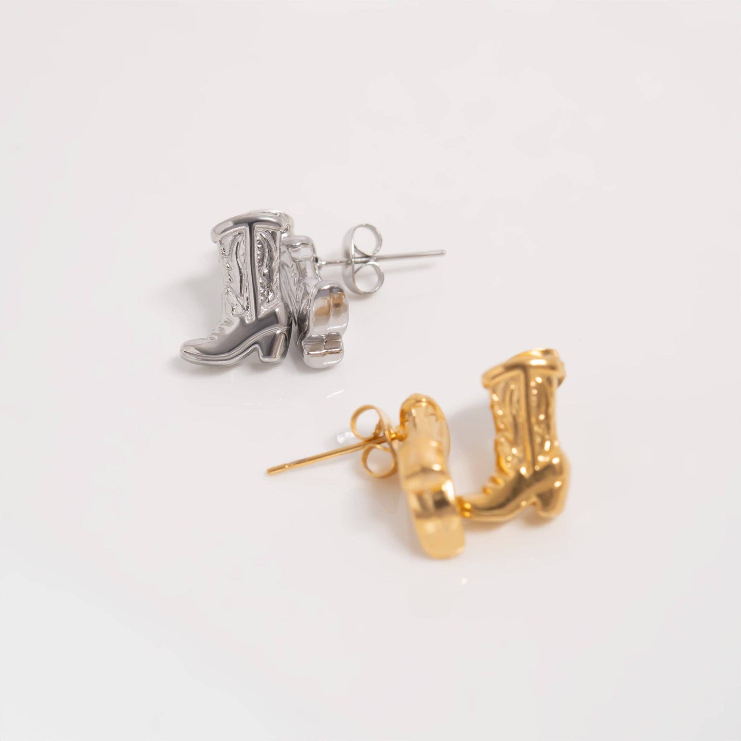 18K Gold PVD Stainless Steel Cowboy Boot Stud Earring