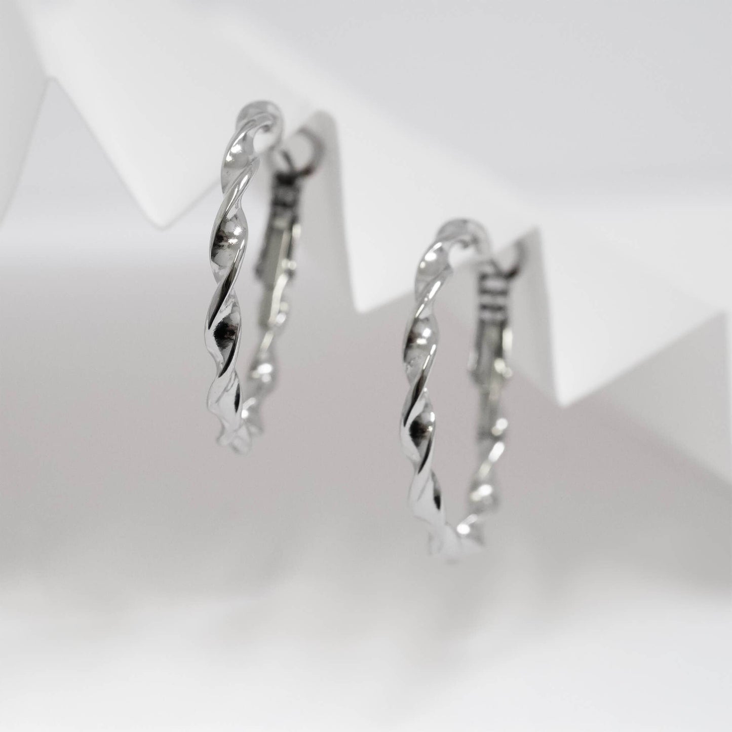 18K Gold PVD Stainless Steel Twist Hoop Earrings