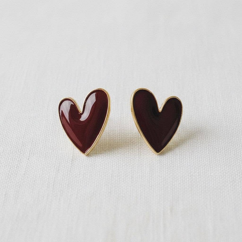 Heart-Shaped Gemstone Drop Earrings