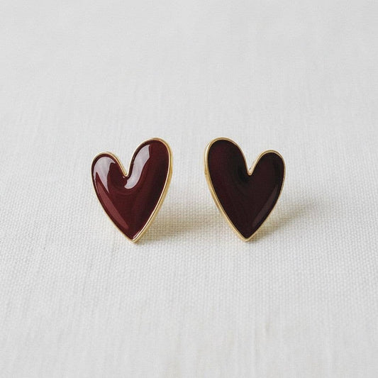 Heart-Shaped Gemstone Drop Earrings