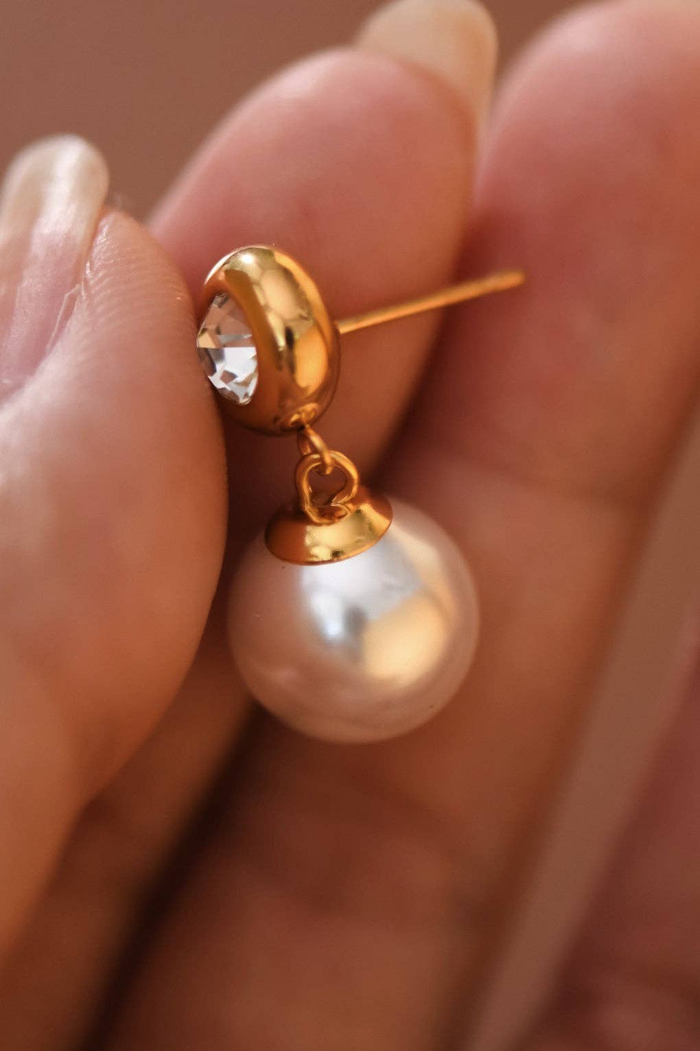 18K Gold PVD Plated Waterproof Stainless Steel Drop Earrings - 7774