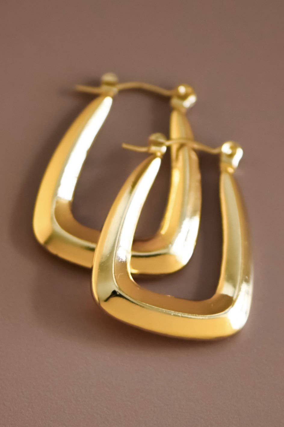 18K Gold Plated Waterproof Stainless Steel Hoop Earrings - 7104