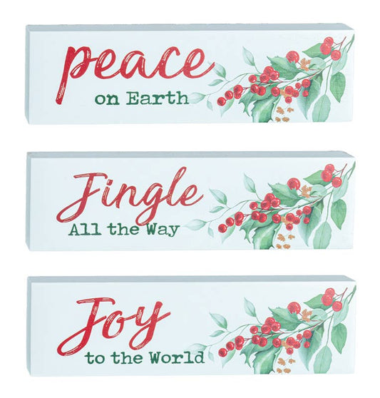 HOLLY CHRISTMAS BLOCKS 3 ASSORTED
