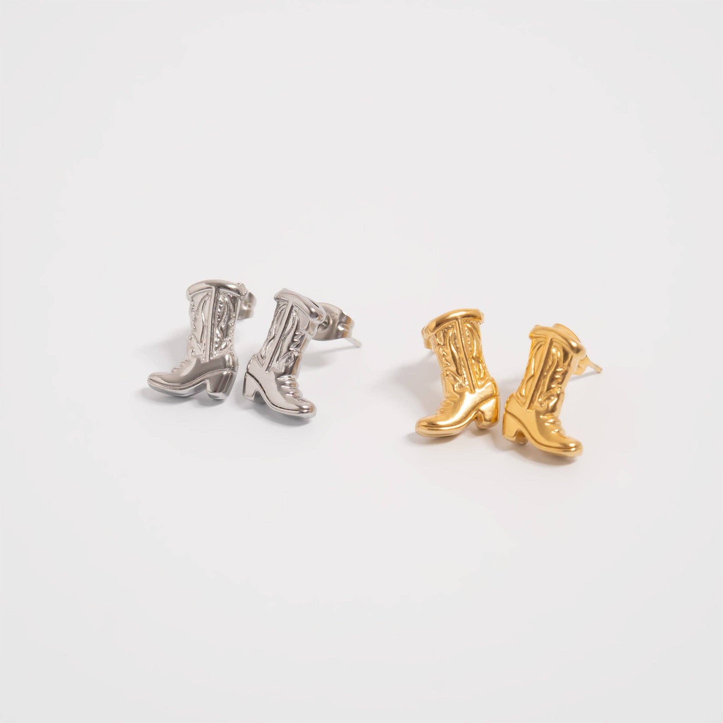 18K Gold PVD Stainless Steel Cowboy Boot Stud Earring