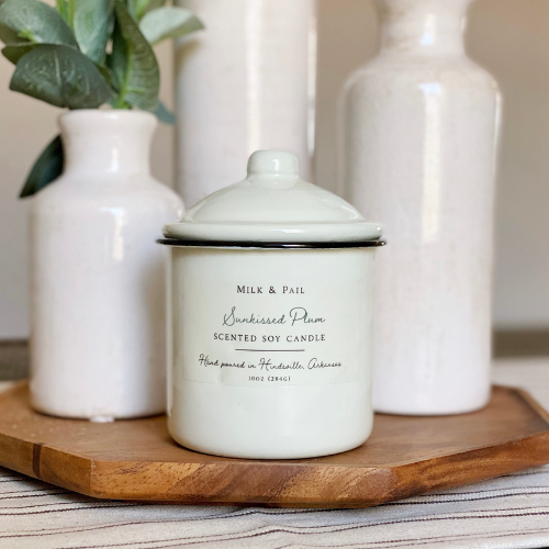 Sunkissed Plum Soy Candle - 10oz Enamelware Canister