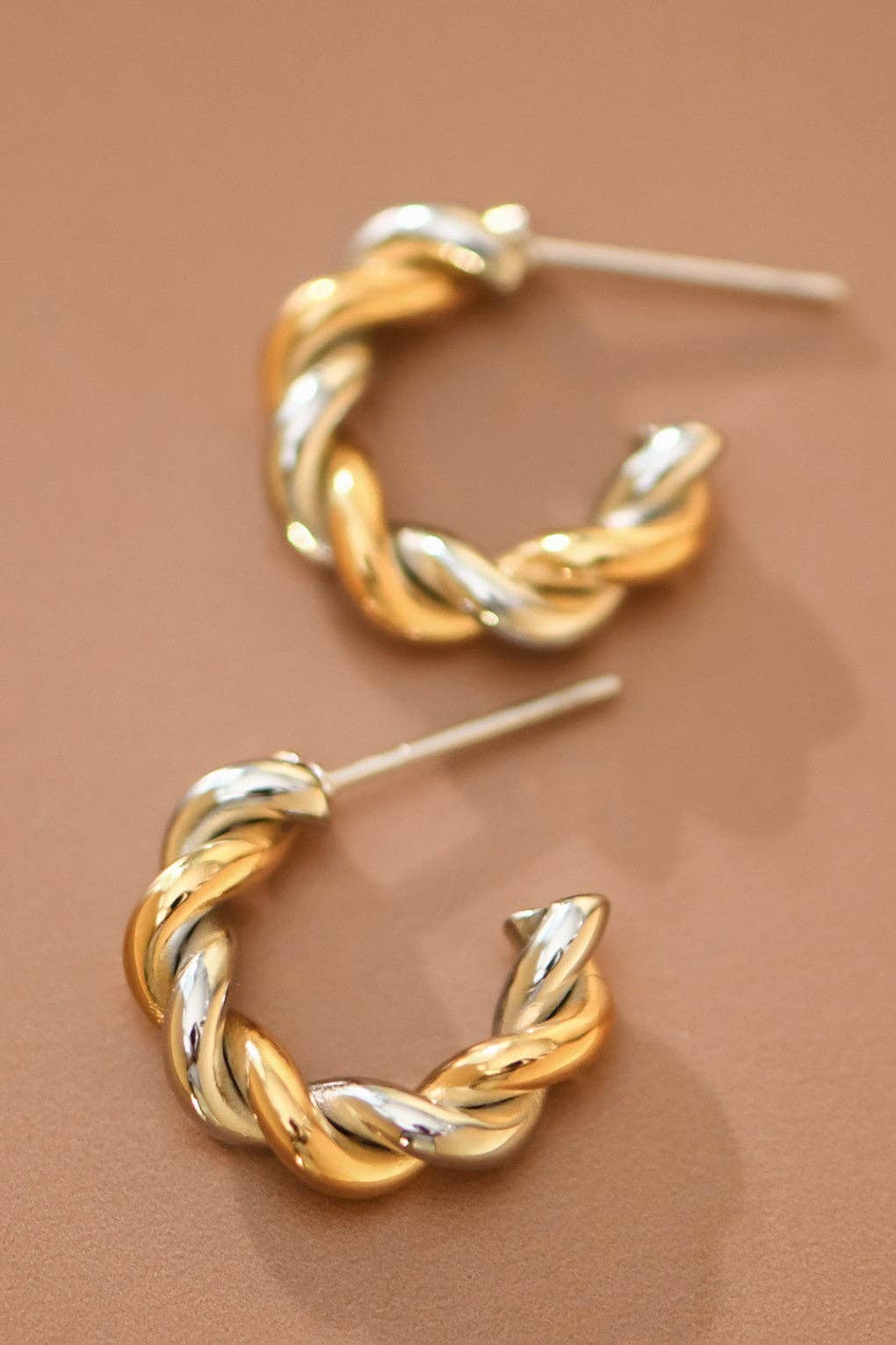 18K Gold PVD Plated Waterproof Stainless Steel Hoop Earrings - 7791