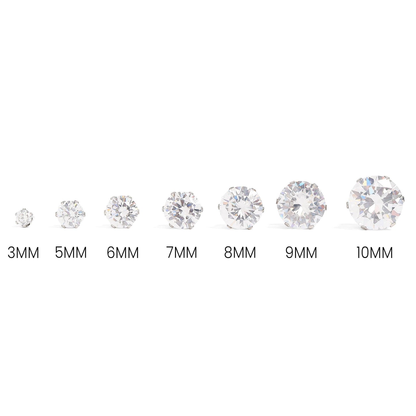 Stainless Steel Round CZ Stud Earrings