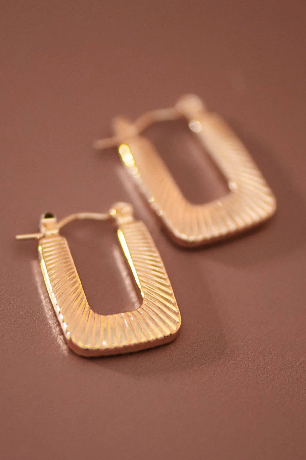 18K Gold Plated Waterproof Stainless Steel Hoop Earrings - 7660