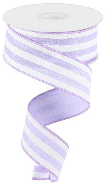 1.5" x 10yd Vertical Stripe - White/Levender - RGC1562NR