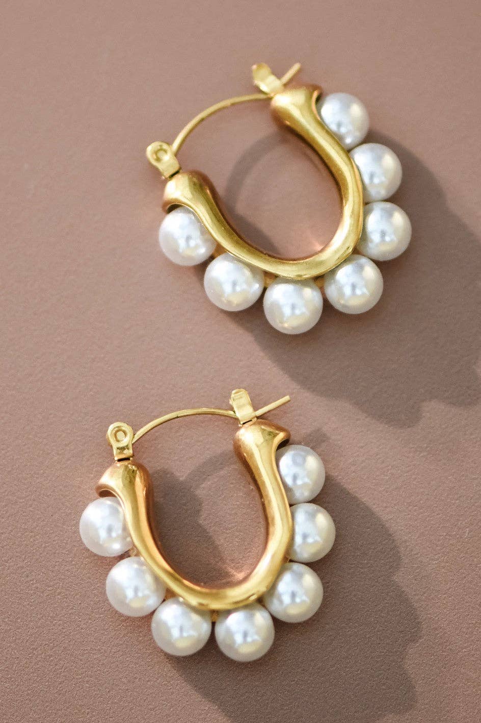 18K Gold Plated Waterproof Stainless Steel Hoop Earrings - 7019