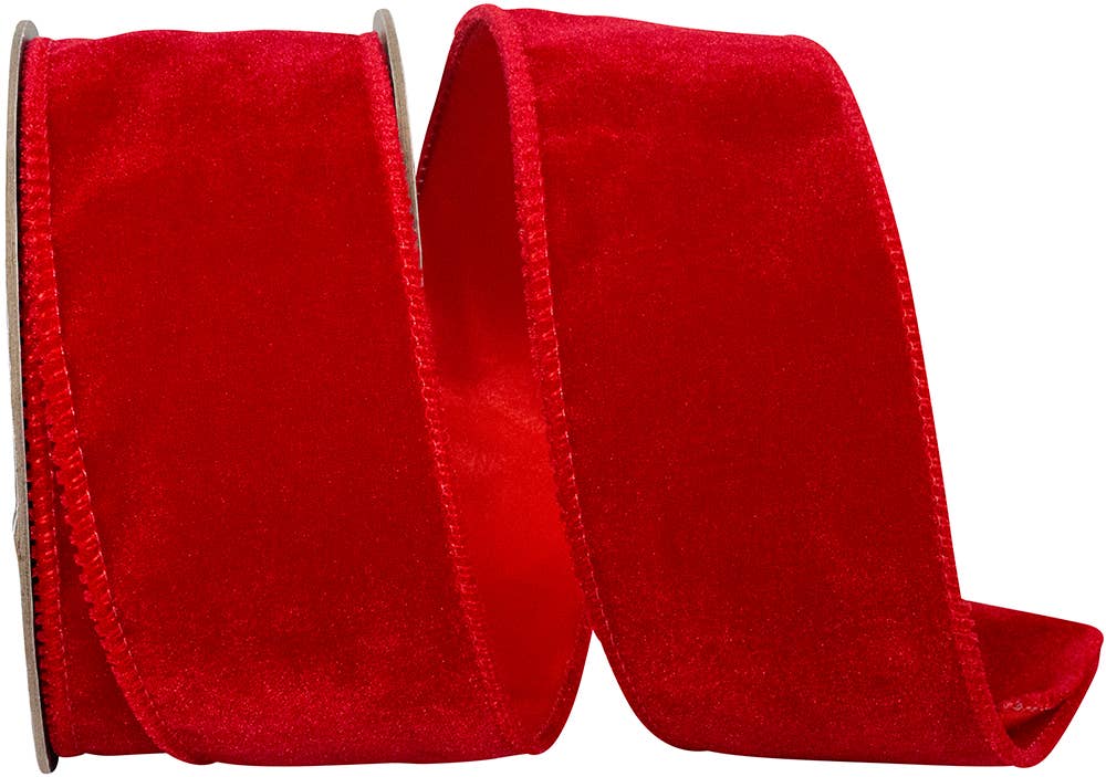 Luxe Plush Velvet, Red, 2-1/2 In, 10 Yards