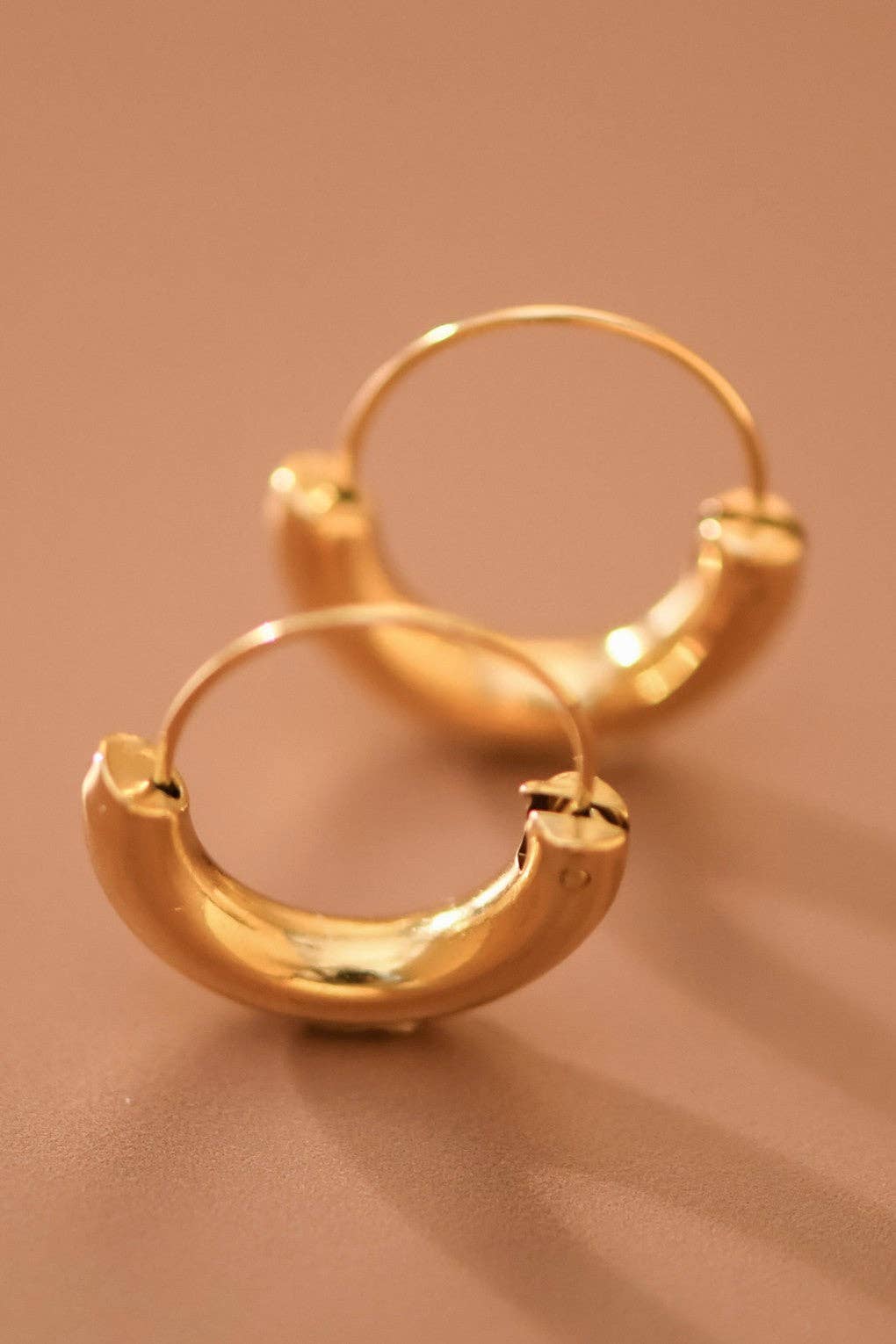 18K Gold Plated Waterproof Stainless Steel Hoop Earrings - 7770