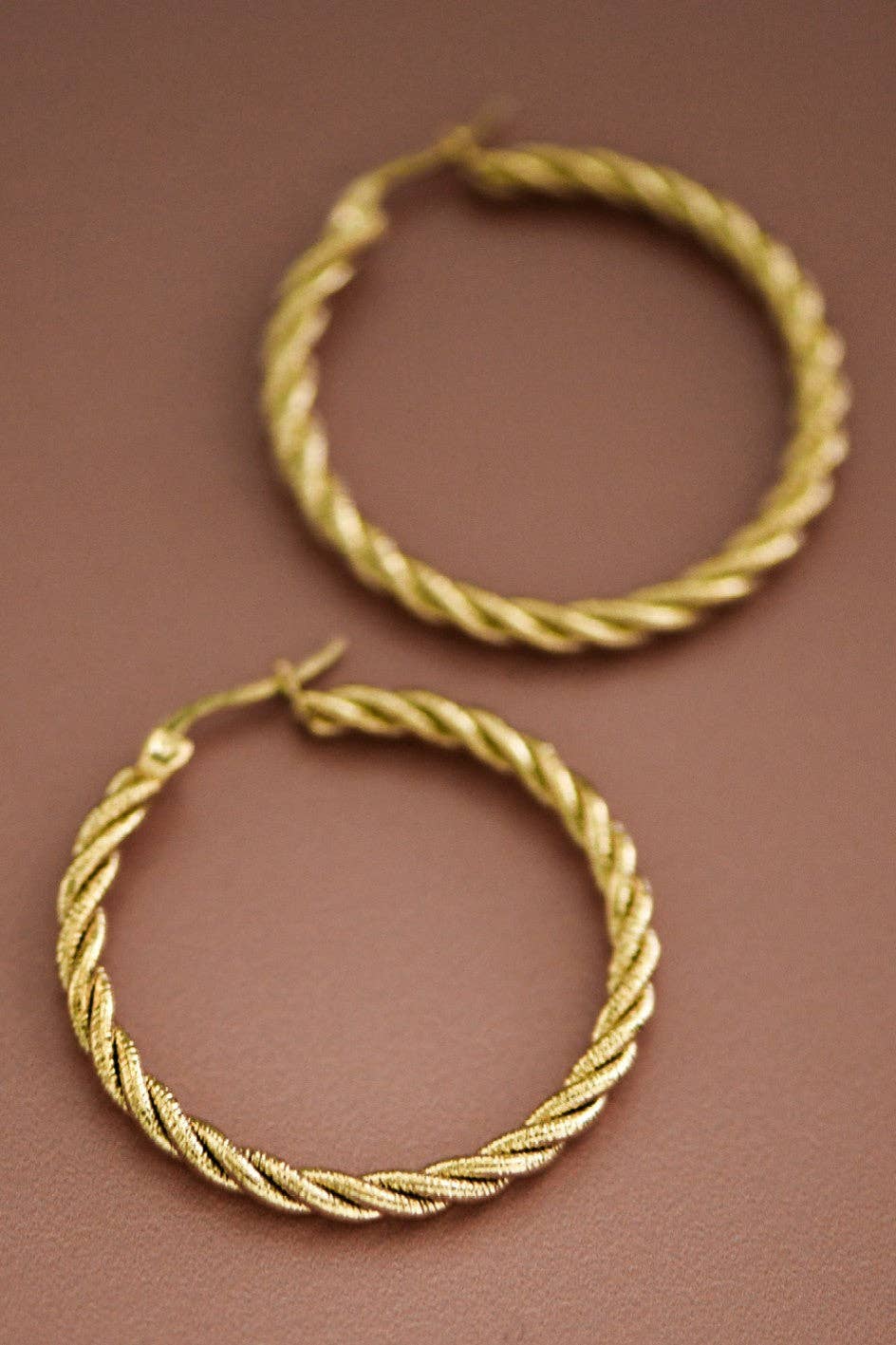 18K Gold Plated Waterproof Stainless Steel Hoop Earrings - 7461