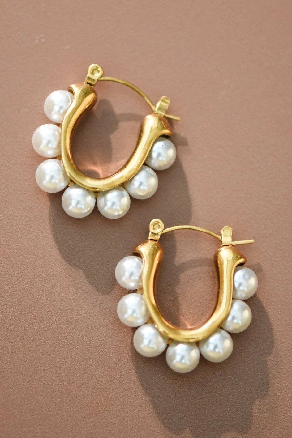 18K Gold Plated Waterproof Stainless Steel Hoop Earrings - 7019