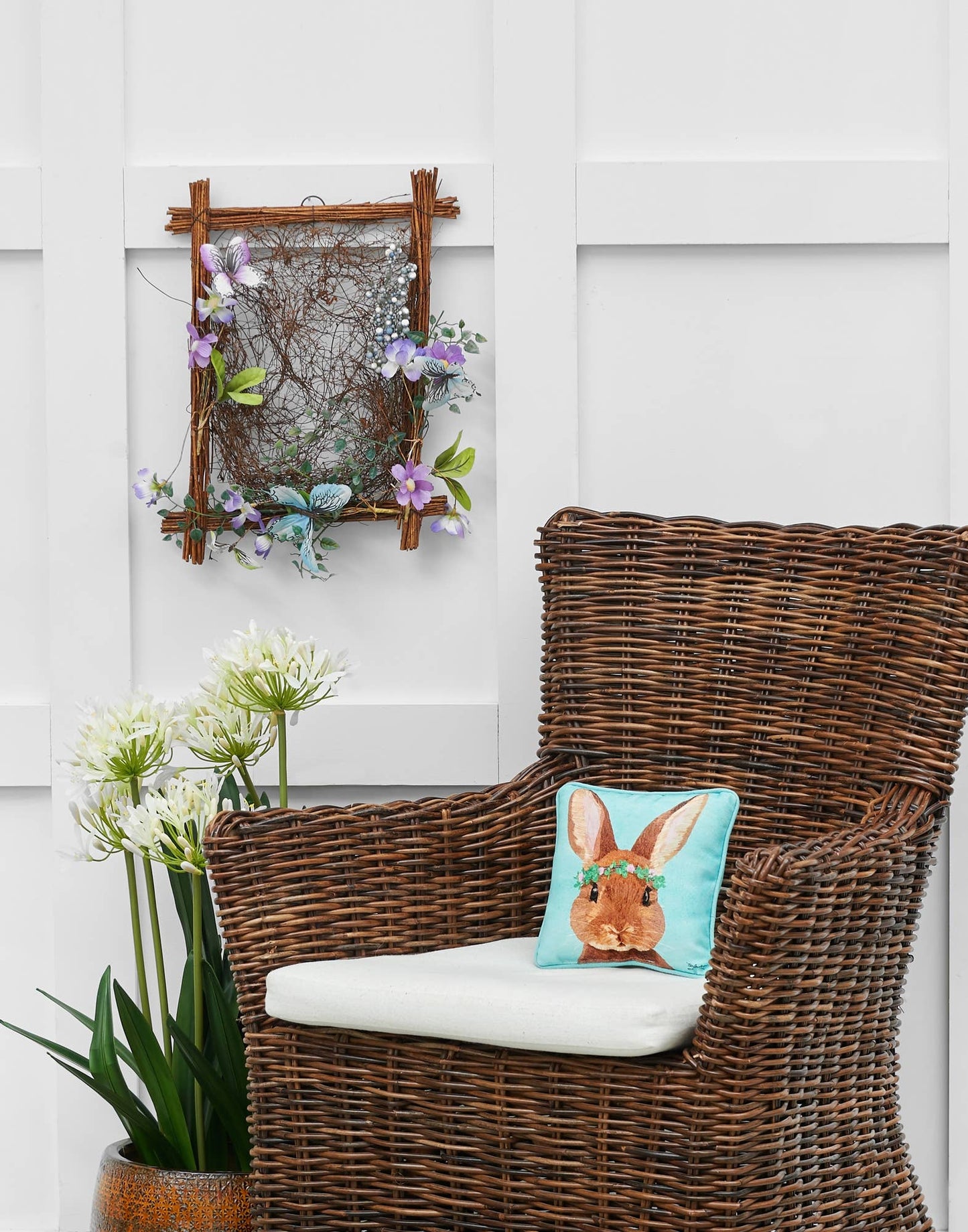 Easter Clover Bunny Throw Pillow