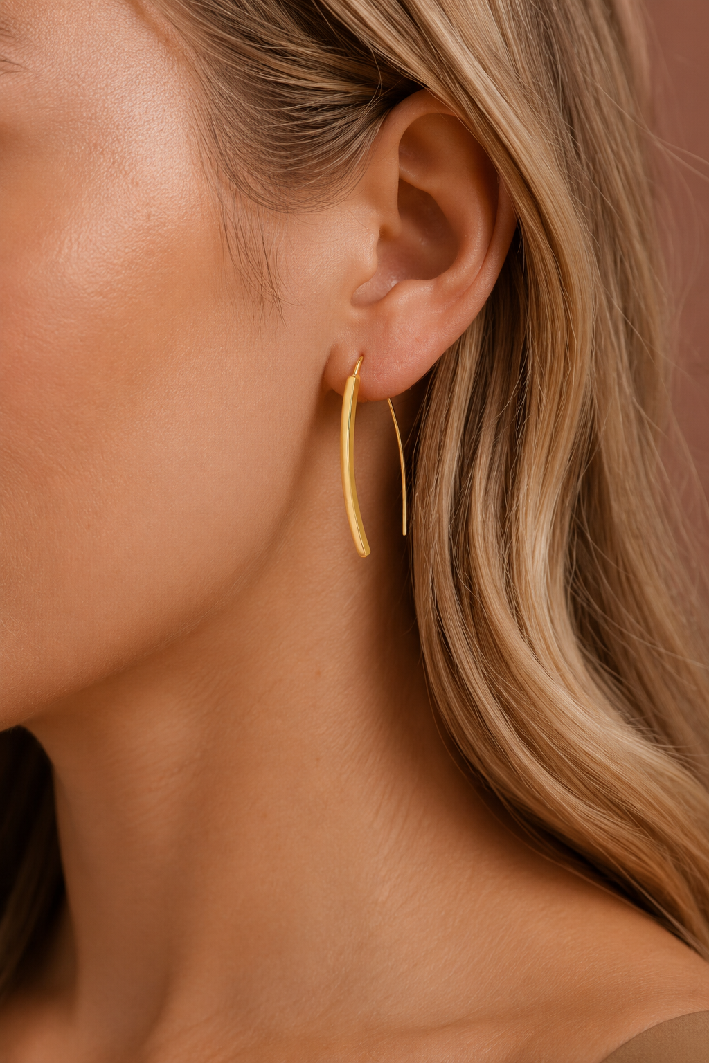 18K Gold PVD Plated Stainless Steel Threader Earrings - 7196