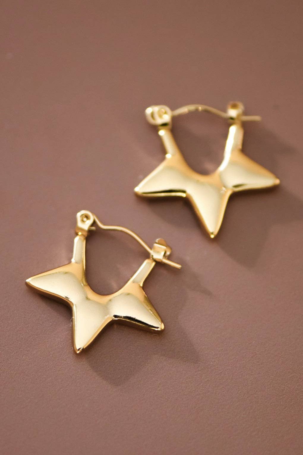 18K Gold Plated Waterproof Stainless Steel Hoop Earrings - 7658