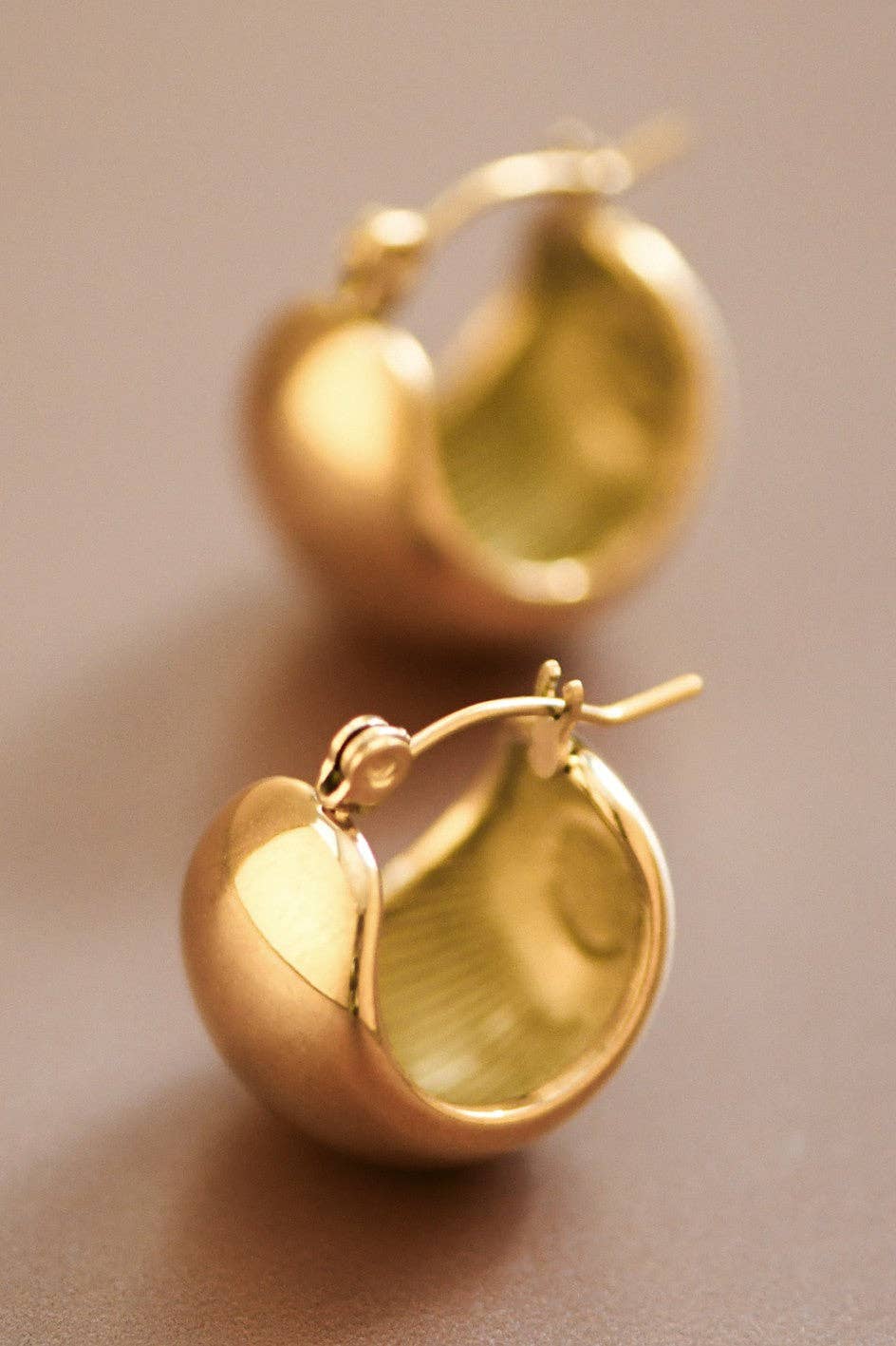 18K Gold Plated Waterproof Stainless Steel Hoop Earrings - 7463