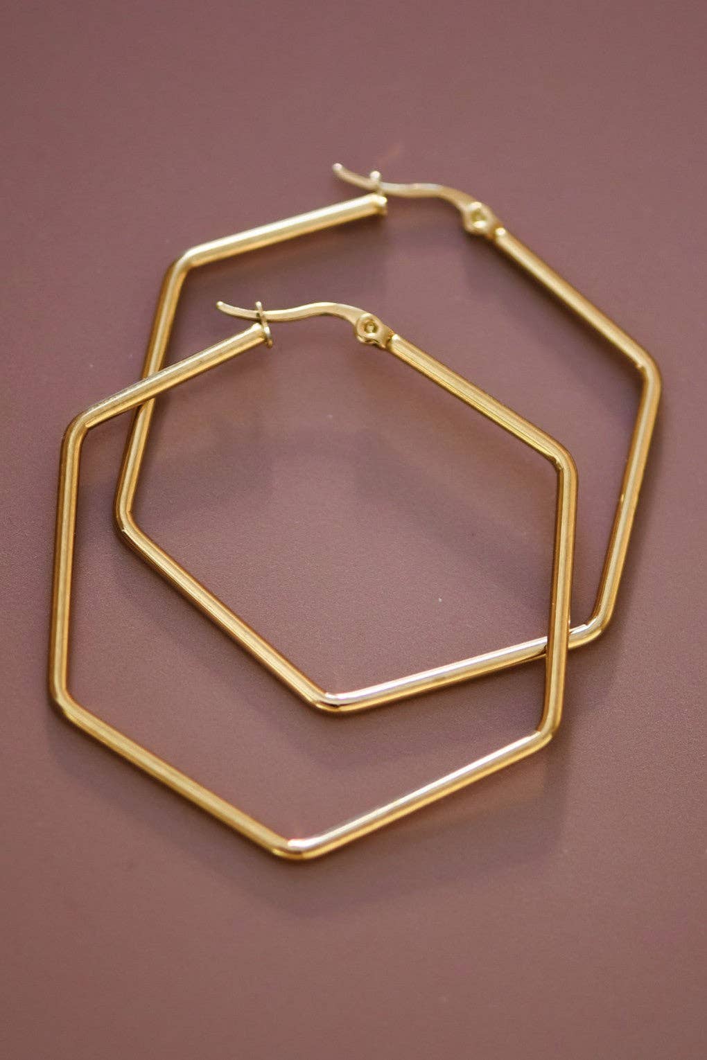 18K Gold Plated Waterproof Stainless Steel Hoop Earrings - 7151