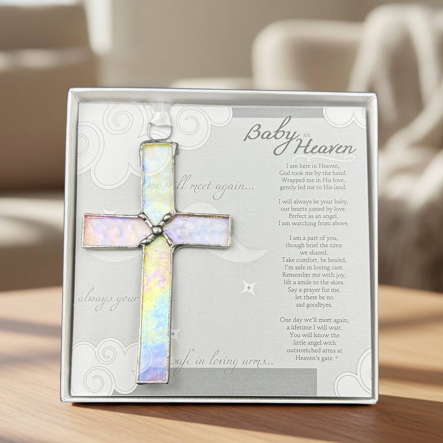 Baby In Heaven: Infant Memorial Stained Glass Cross 3405SG