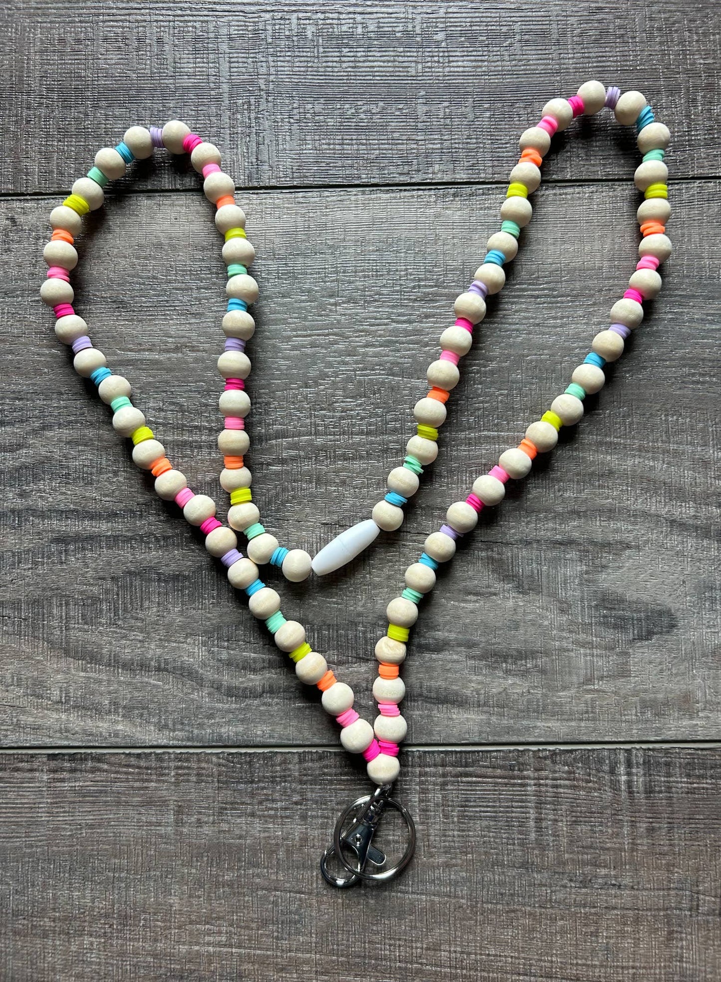 Neon Rainbow Lanyard with Breakaway Clasp