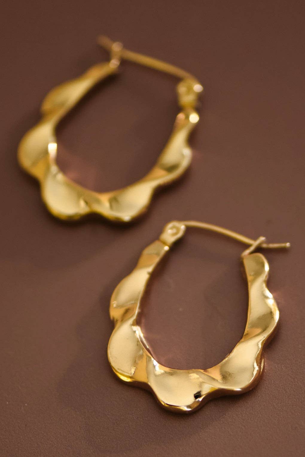 18K Gold PVD Plated Waterproof Stainless Steel Hoop Earrings - 7592