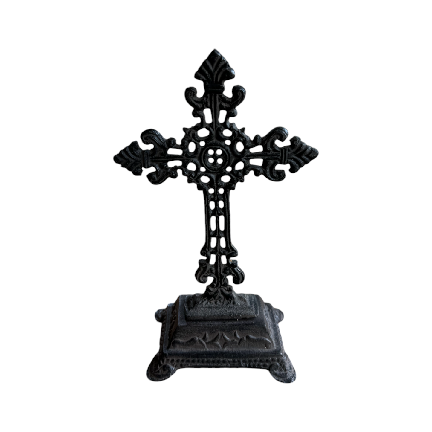 Cast Iron Fleur-de-Lis Design Table Cross/Pedestal Base