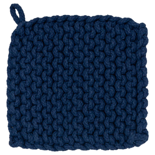 Navy Chunky Knit Cotton Pot Holder