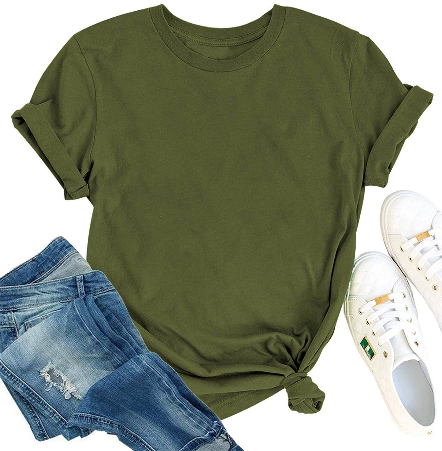 LOOSE SOLID COLOR SHORT SLEEVED T SHIRT_CWTTS0747