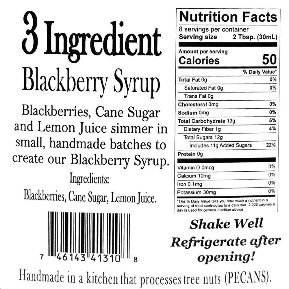 Blackberry Syrup, Non-GMO, 8 Fl. Ounce Bottle
