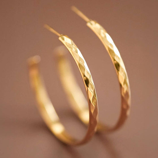 18K Gold PVD Plated Waterproof Stainless Steel Hoop Earrings - 7130