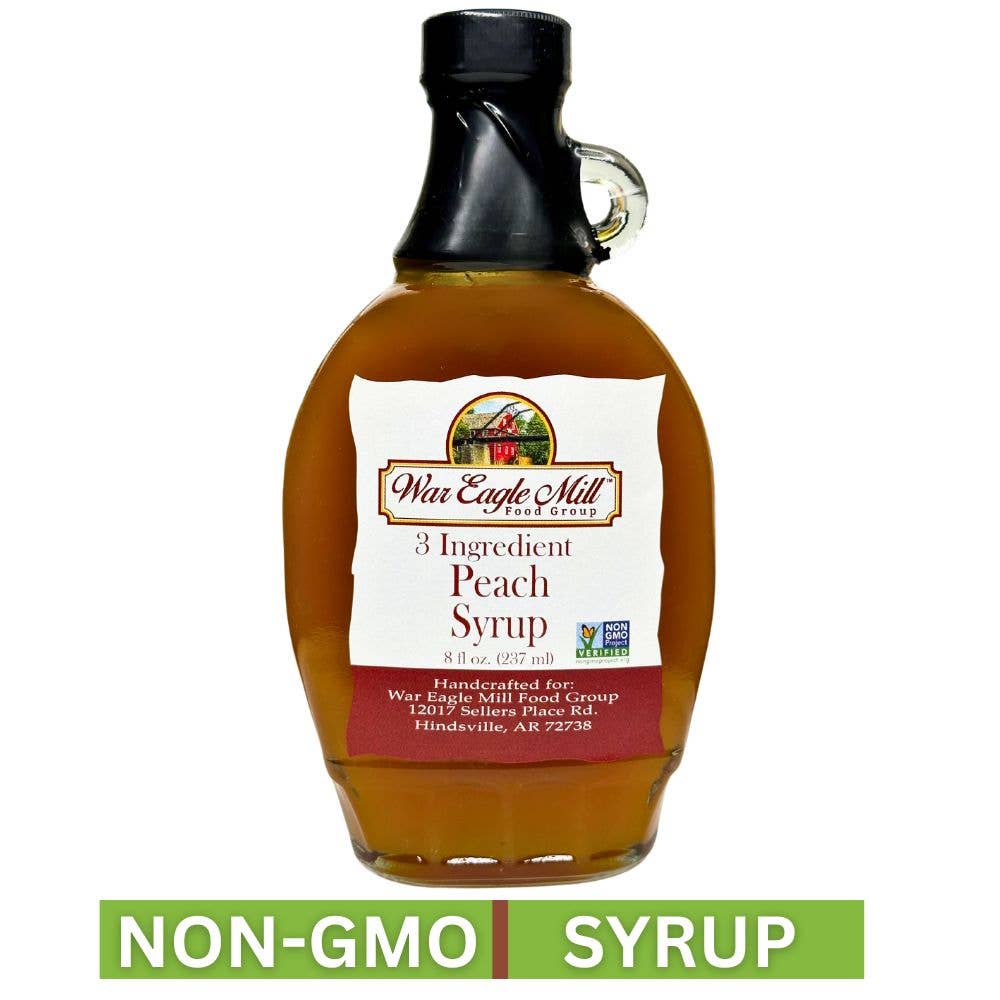 Peach Syrup, Non-GMO, 8 Fl. oz. Glass Bottle