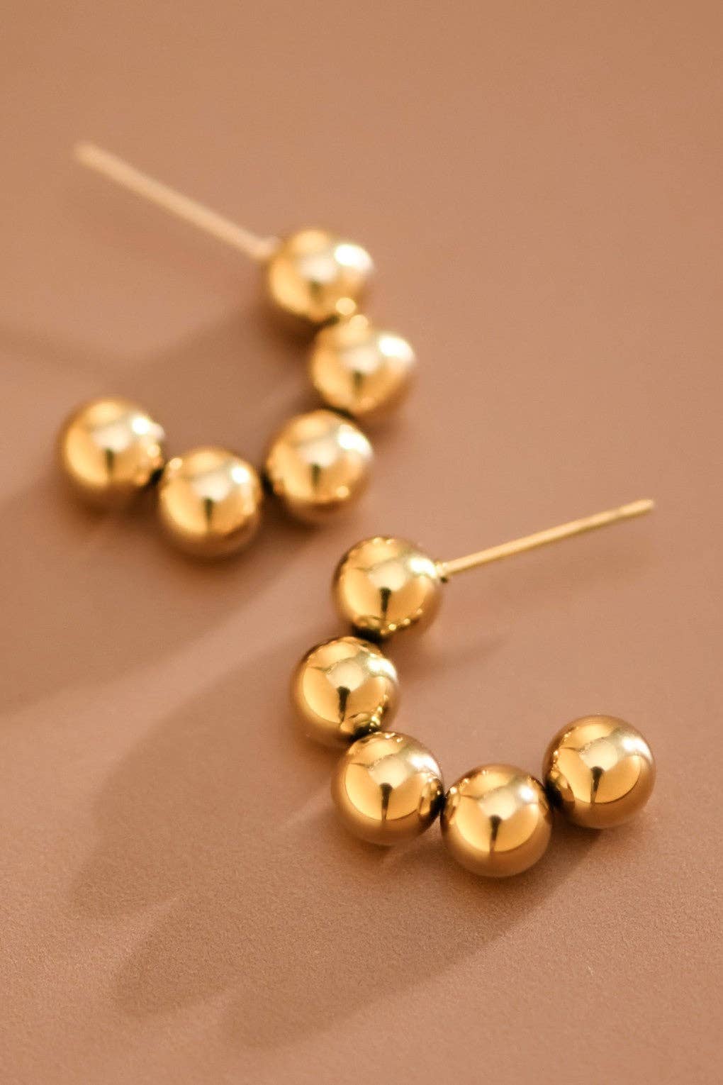 18K Gold Plated Waterproof Stainless Steel Hoop Earrings - 7905
