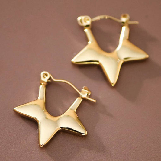 18K Gold Plated Waterproof Stainless Steel Hoop Earrings - 7658