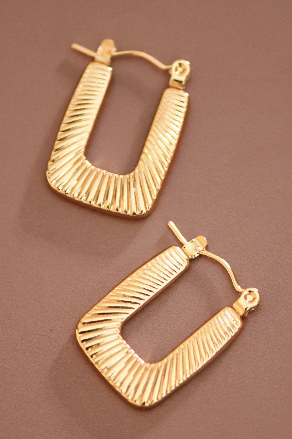18K Gold Plated Waterproof Stainless Steel Hoop Earrings - 7660