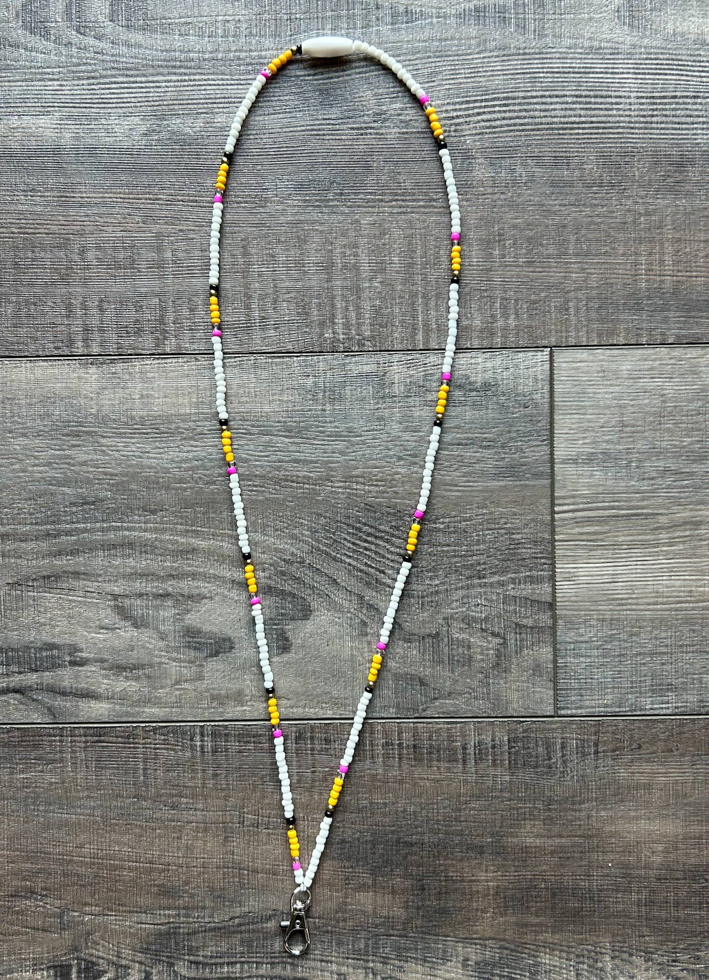Pencil Teacher Seed Bead Lanyard with Breakaway Clasp
