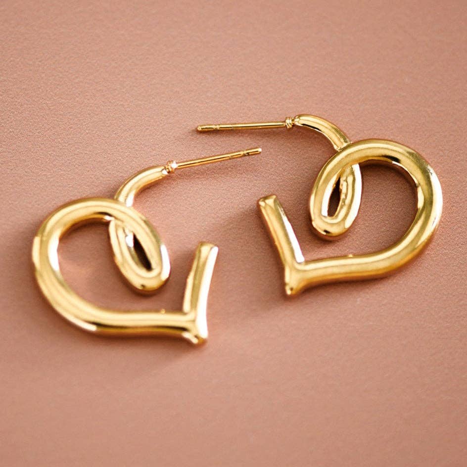 18K Gold Plated Waterproof Stainless Steel Hoop Earrings - 7375