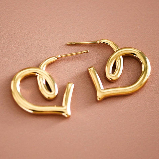 18K Gold Plated Waterproof Stainless Steel Hoop Earrings - 7375