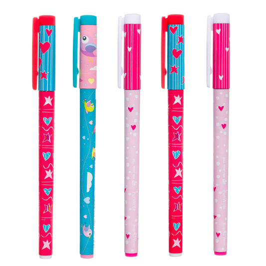 FunWrite - 5 Pen Pack: Pink Hearts, Red Hearts, Birds
